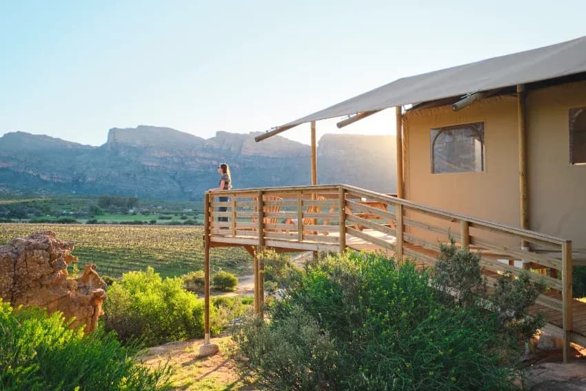 Exterior view of AfriCamps at De Pakhuys glamping tents