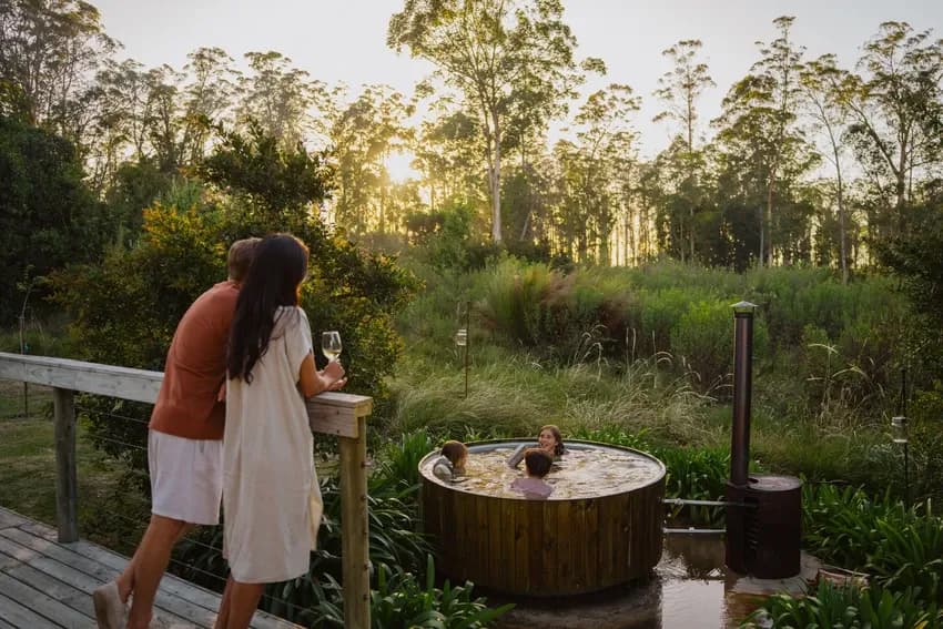 Private wood-fired hot tub at AfriCamps at Oakhurst