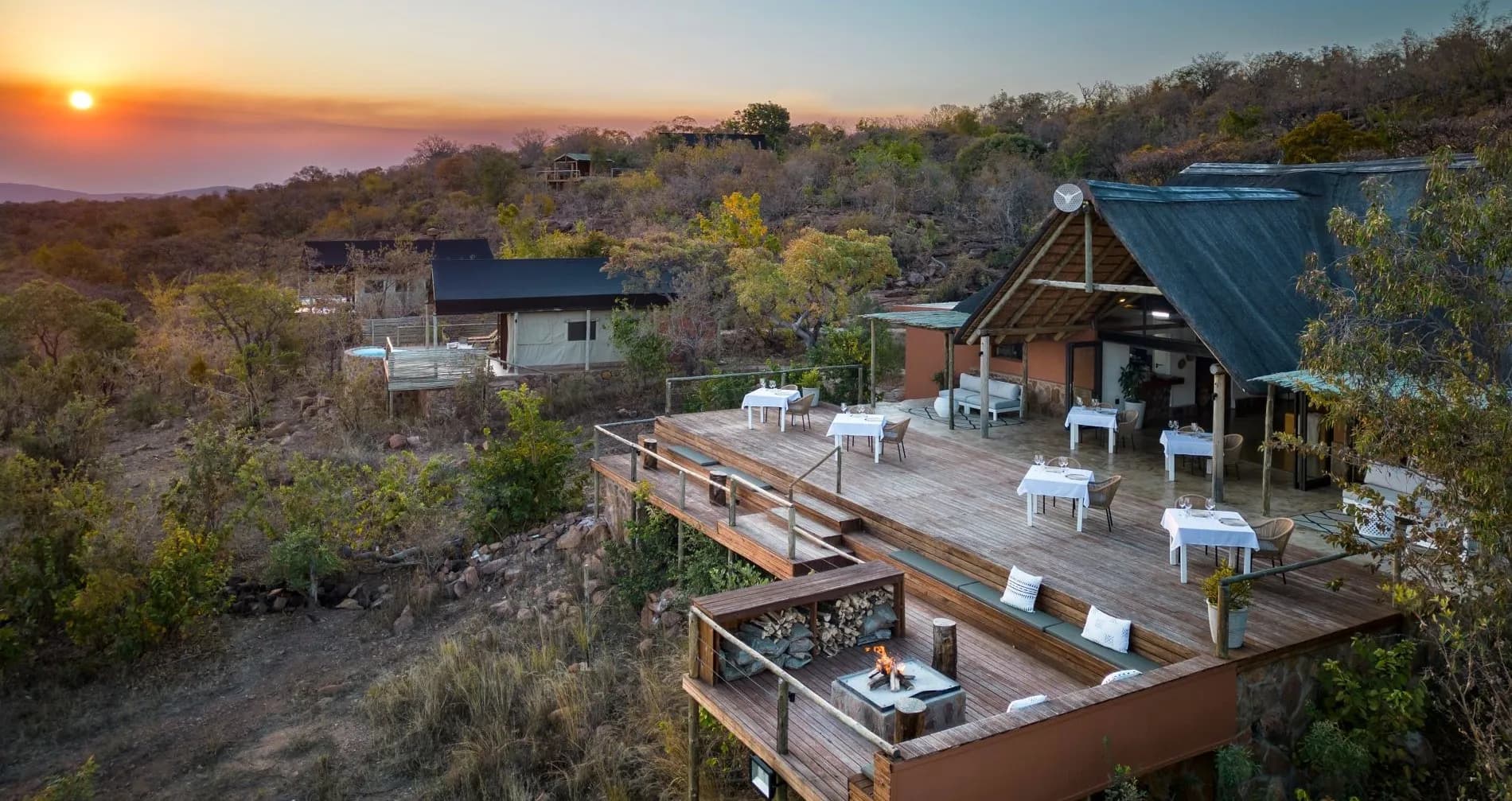 Main lodge and tents at Elephants Crossing Lodge