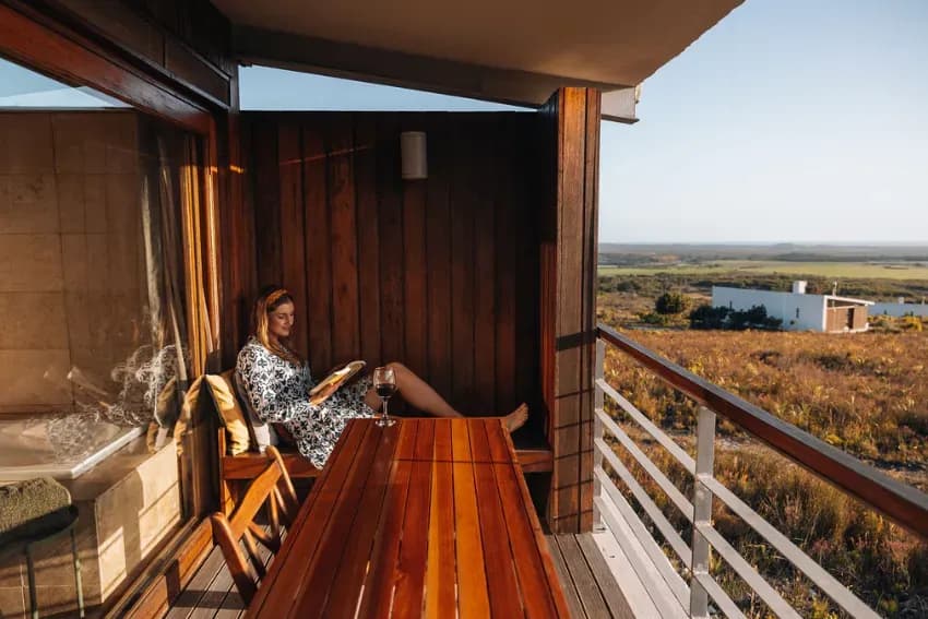 Outdoor living area with Fynbos views at Fynbos Suites at Farm 215