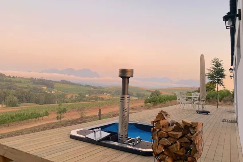 Wood-fired hot tub at Heavens View Luxury Villa