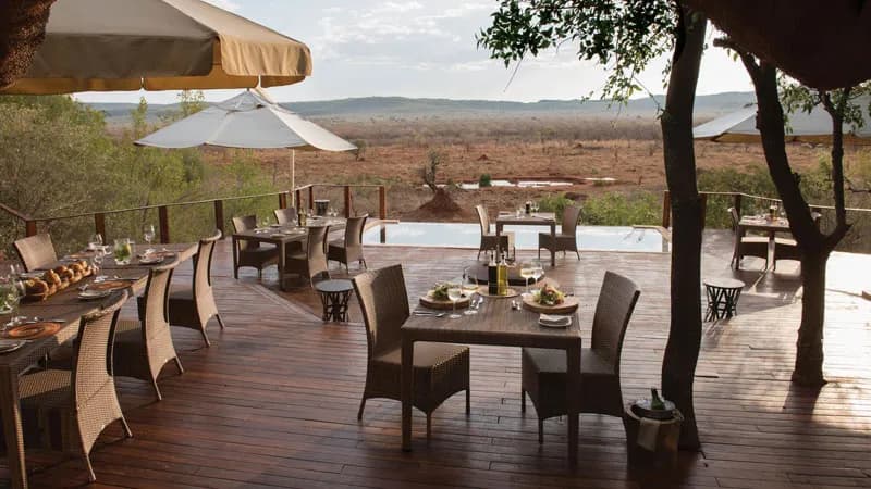 Deck dining at Madikwe Hills Private Game Lodge