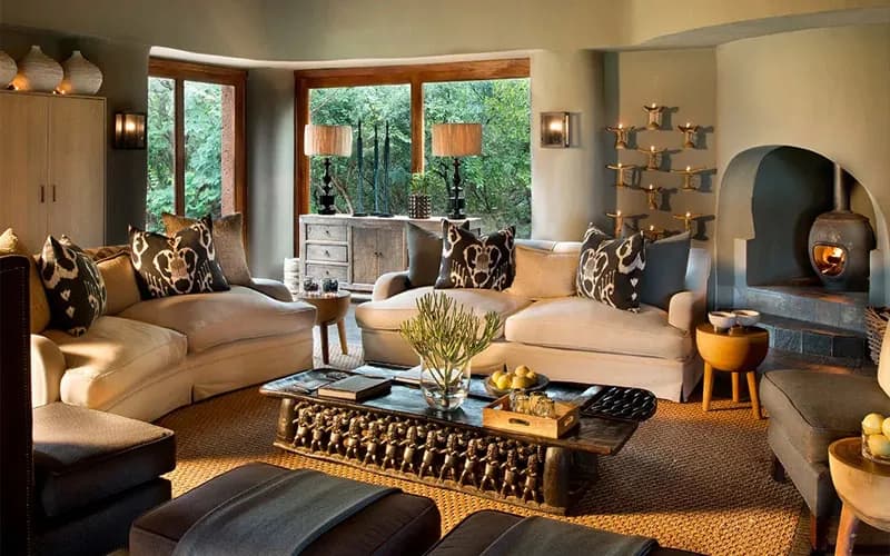 TV and bar area at Madikwe Safari Lodge Lelapa