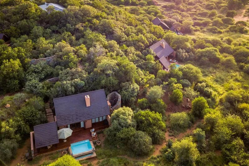 Aerial view of Mateya Safari Lodge suites