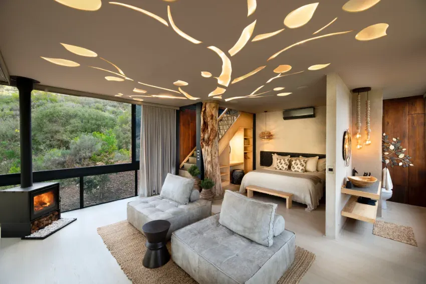 Indoor living space at Melozhori Treehouse