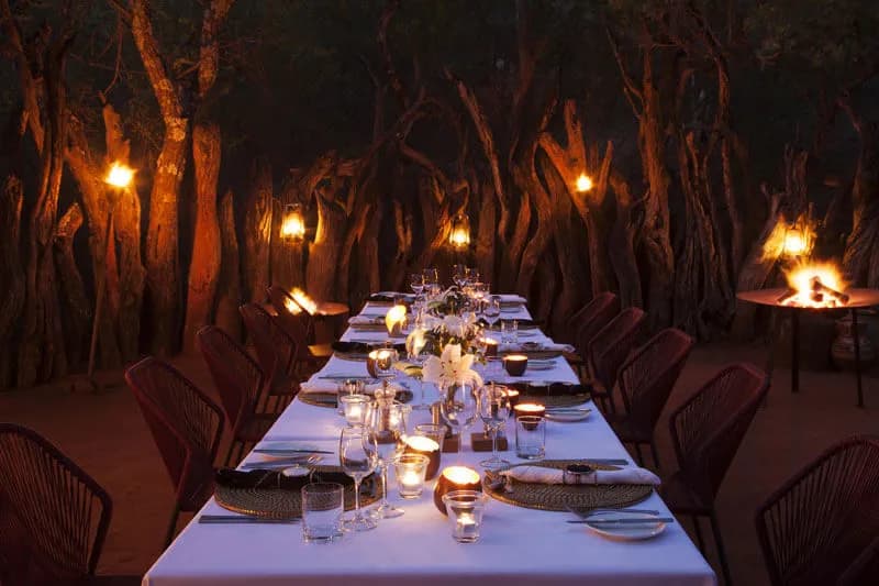 Boma dinner setting at Molori Safari Lodge