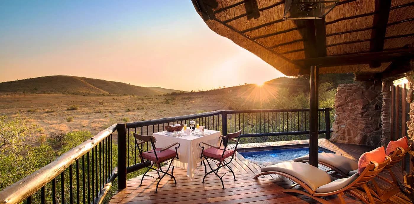 Luxury suite with private deck at Tshukudu Bush Lodge